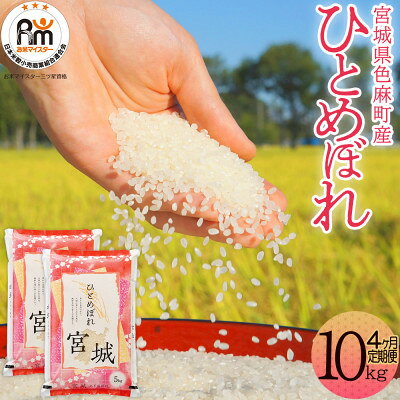 【ふるさと納税】【毎月定期便】宮城県産 ひとめぼれ 精米 10kg(5kgx2)全4回【配送不可地域：離島・沖縄県】【4078810】