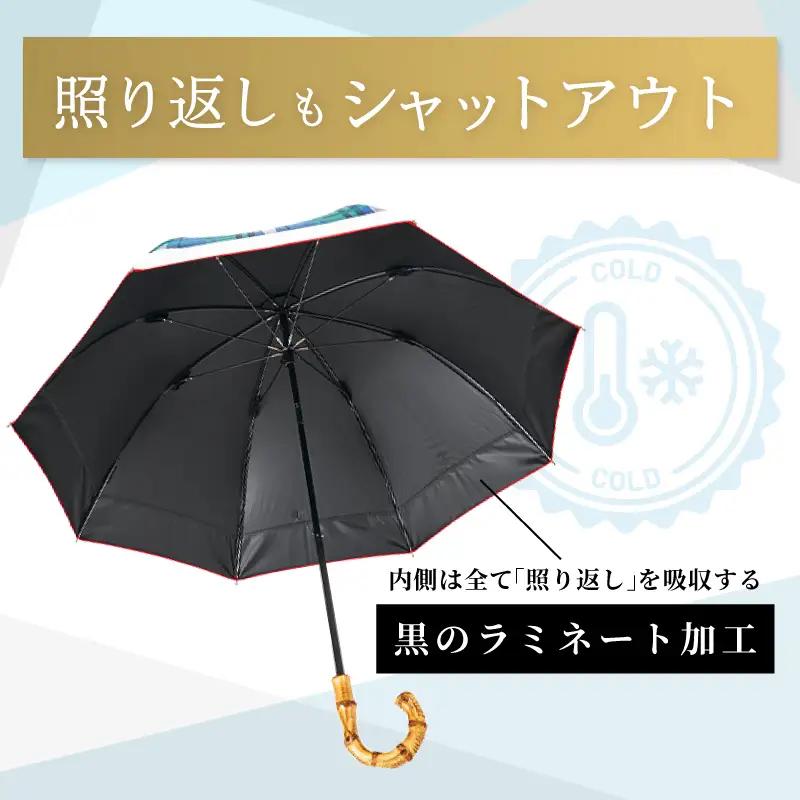 100%完全遮光 晴雨兼用日傘 Sサイズ 50cm バイカラー ネイビーグリーンチェック