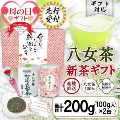 ふるさと納税 八女市 【先行受付 新茶 母の日】2026年産 初摘み新茶とありがとう缶入り八十八夜茶新茶、特別包装ギフト