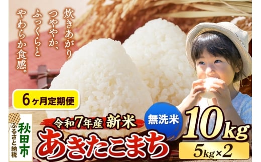 《令和7年産 新米先行受付》《定期便6ヶ月》 米 あきたこまち 10kg（5kg×2袋） 【無洗米】 秋田県産