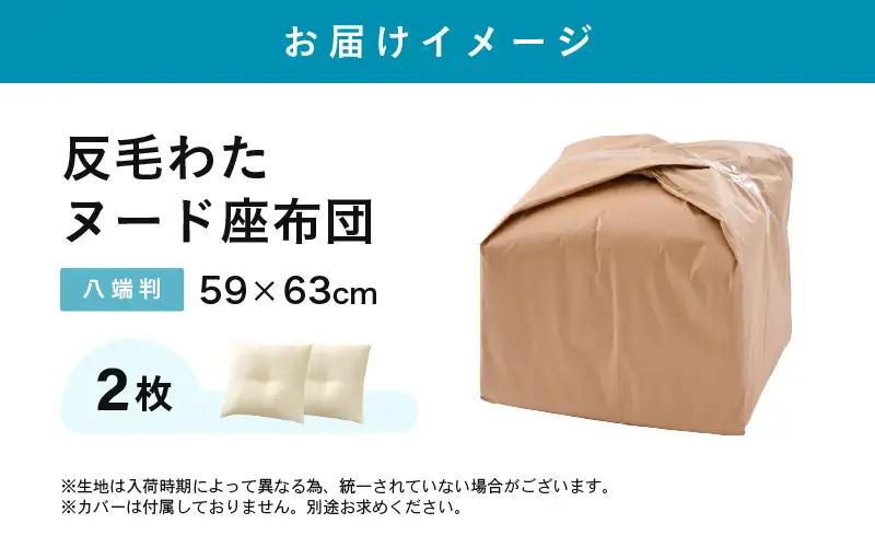 床の硬さを感じにくい「反毛わた」ヌード座布団（八端判59×63）（側キナリ）2枚組 [A-20438]