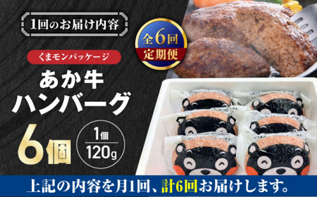 【全6回定期便】くまモンあか牛ハンバーグ 約120g×6個 ハンバーグ[AYCQ077]