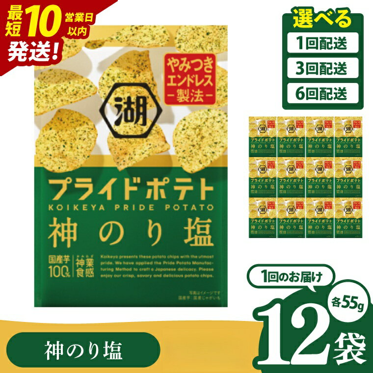 【ふるさと納税】【選べる定期便回数】【10営業日以内に出荷】湖池屋 プライドポテト 神のり塩 55g×12個|お菓子 おかし おやつ スナック スナック菓子 菓子 ポテチ 大容量 おつまみ じゃがいも（93-151）