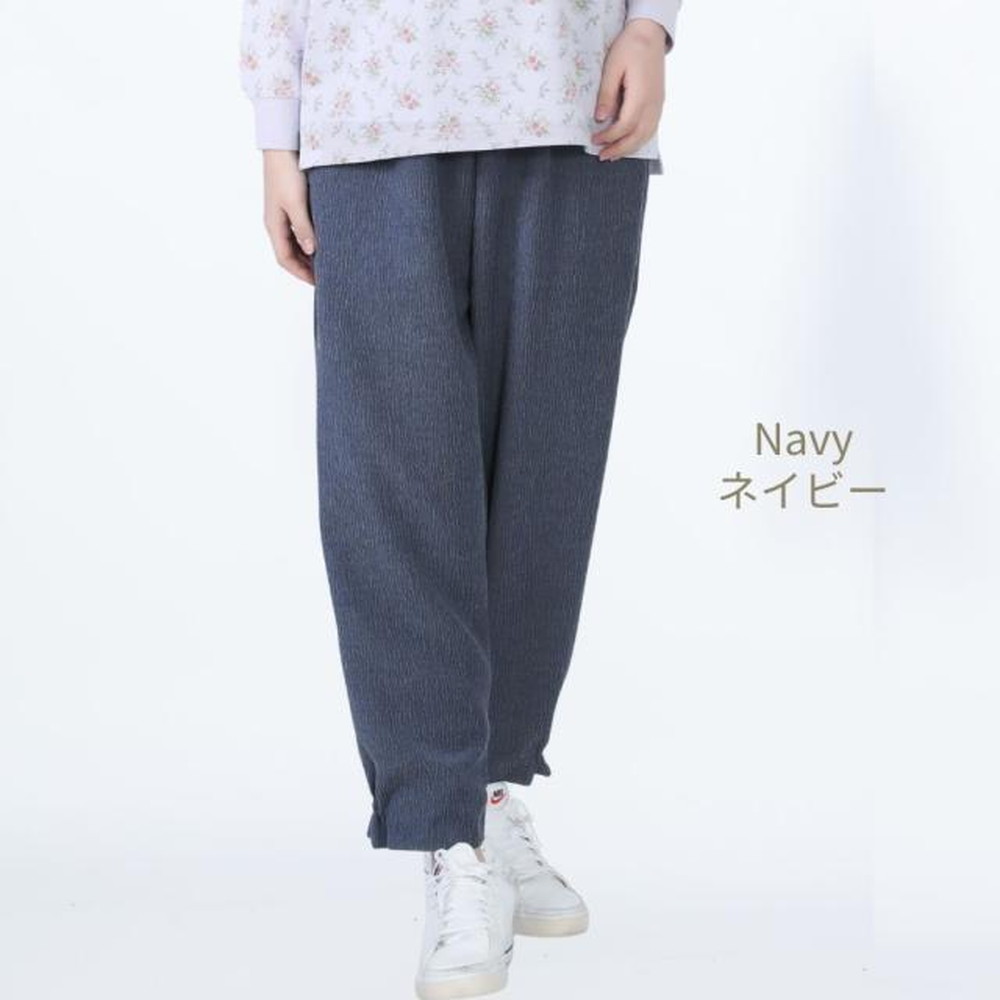 No.1186-02 LL もんぺ レディース ネイビー リヨセル 無地