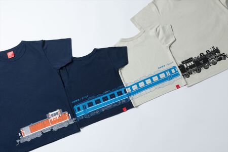 Y299 若桜鉄道×OJICOコラボ　つながるトレインTシャツ（半袖 110-120cm）「SLデザイン」