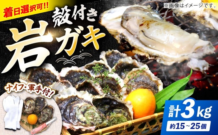 
            【日時指定】【数量限定】牡蠣 岩ガキ 約3kg（約15個～25個）便利なナイフ・軍手付き♪  ＜ハマフジ水産＞ [CES009] 牡蠣 カキ かき 生牡蠣 岩牡蠣 ナイフ付き 殻付き牡蠣 かき カキ 
          