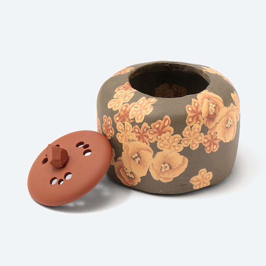 ＜伊藤赤水＞五代赤水　無名異練上花紋香爐（限定1点）