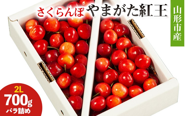 
            山形市産 さくらんぼ(やまがた紅王)2L 700g バラ詰め 【令和8年産先行予約】FS25-028
          