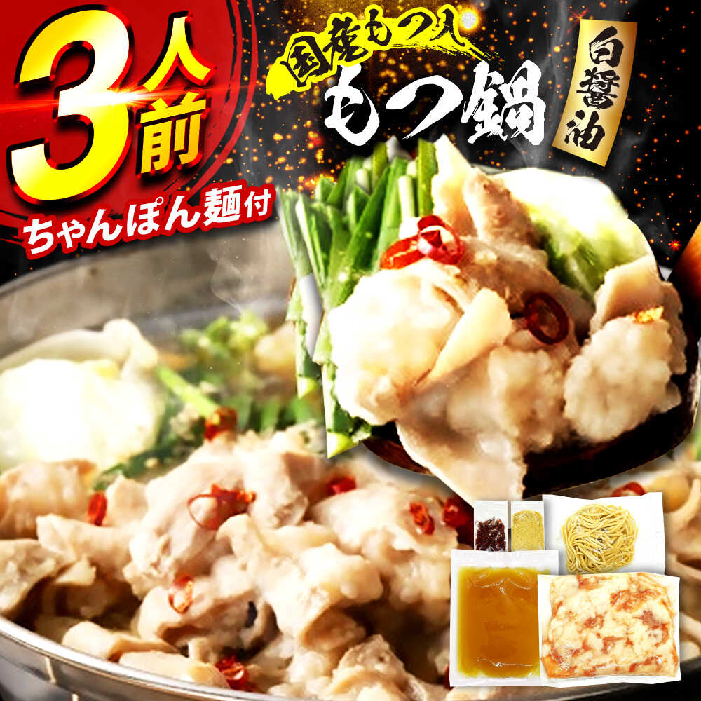 【ふるさと納税】国産もつ入りミックスもつ鍋（白醤油）3人前セット 8000円 8,000円 8千円 広川町 / 株式会社POWER EAST CONNECTION[AFAZ048]