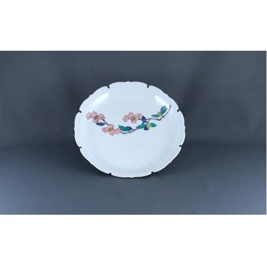 有田焼 雪輪皿 22cm〈山茶花文〉【赤絵白磁硯処 雪月花】食器 器 うつわ 取り皿 皿 菓子皿  50000円 5万円 A50-273_イメージ2