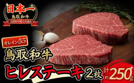 鳥取和牛　オレイン55　ヒレステーキお肉 肉 牛肉 和牛 鳥取和牛 牛肉 肉 国産 お肉 冷凍牛肉 ヒレ ヒレステーキ オレイン55 牛肉 ヒレ ステーキ ヒレステーキ250g 国産牛 黒毛和牛 ブランド牛 赤身 希少部位 最高級部位 鳥取県 倉吉市