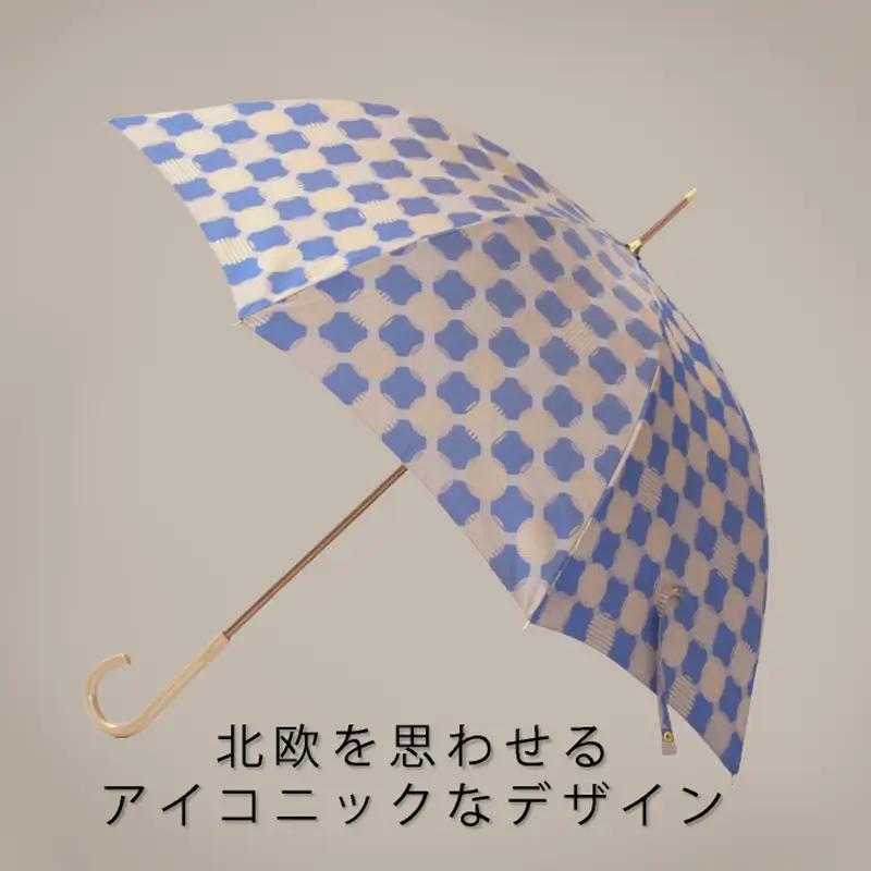 【槙田商店】晴雨兼用長傘　ノルディック　ドットコラージュ　ブルー