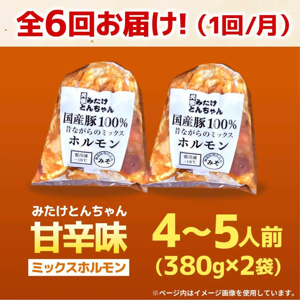 【6回定期便】昔ながらのミックスホルモン 2袋（4人前） / モツ もつ レバー ホルモン / 御嵩町 / 藤よし[AVAA083]