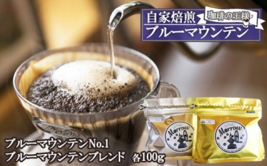 珈琲 珈琲の王様 ブルーマウンテン 2種 ブルーマウンテンブレンド、ブルーマウンテンNo.1 各100g：粉 Morrow珈琲