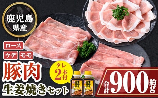 
            A05055 鹿児島県産豚スライス うまみたっぷり生姜焼きのタレつき(計約900g・2本) 肝付町 特産品  鹿児島 豚肉 ポーク ロース ウデ モモ しゃぶしゃぶ 生姜焼き 焼肉 バラエティ セット【大将食品】
          