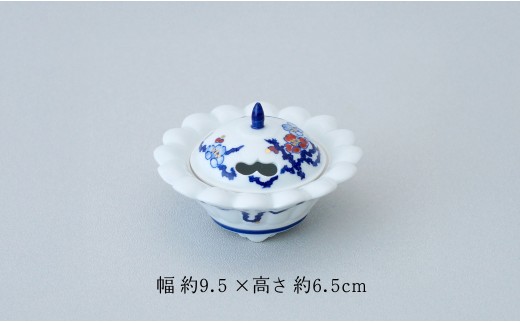 有田焼 華型金彩梅柄香炉【起山窯】手描き 伝統工芸 香炉 ポプリ 香り 赤絵 梅 インテリア ギフト プレゼント co019