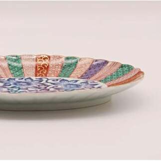 有田焼 染錦祥瑞菊割楕円皿【深海三龍堂】和食器 和風 お皿 オーバル プレート ジャポニスム 高級感 陶磁器 伝統工芸 金襴 A30-567_イメージ4