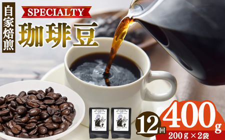 稀少 厳選 珈琲豆 トップスペシャルティーコーヒー 200g× 2袋 【 定期便 12回 】 | コーヒー すぎた珈琲 奈良県 平群町