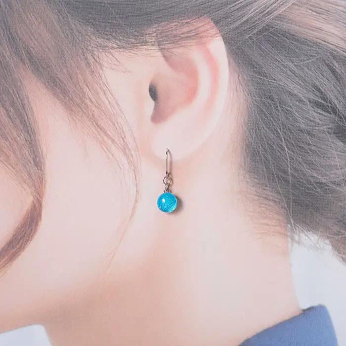 ジュエリー ピアス アクセサリー 湖水 ガラス細工 ハンドメイド 手作り 北海道 弟子屈町 2467