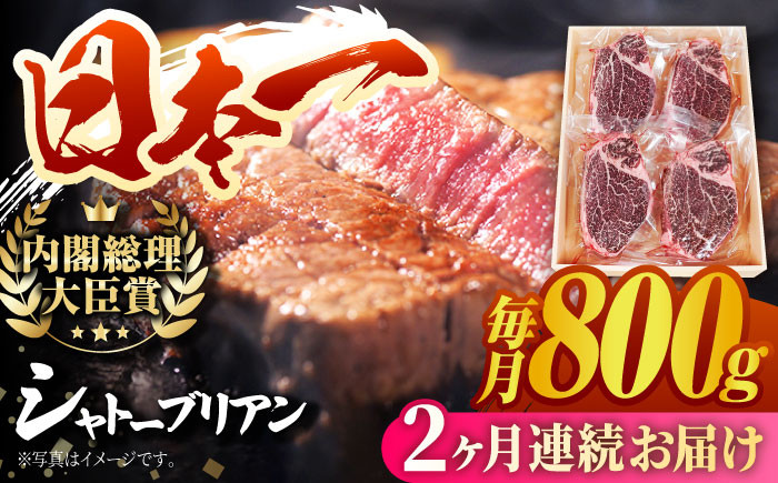 
【2回定期便】長崎和牛 シャトーブリアン ステーキ用 (200g×4) 計1.6kg ヒレステーキ ヒレ フィレ ステーキ肉 大人気 希少部位 東彼杵町/有限会社大川ストアー [BAJ088]
