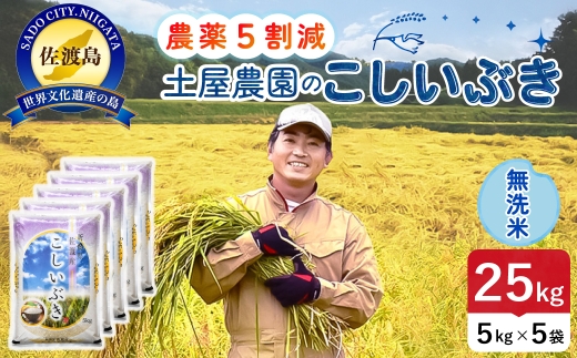 佐渡島産こしいぶき 無洗米 25kg 令和8年産 農薬5割減 土屋農園 | 新潟県産こしいぶき 新潟産こしいぶき 佐渡産こしいぶき こしいぶき お米 米 無洗米 むせんまい 精米 おこめ コメ 25キロ にいがた さど 新潟県 佐渡市