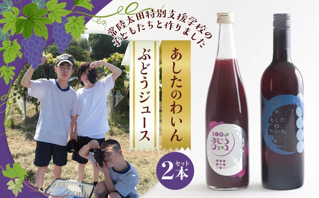 
                  あしたのわいん＆ぶどうジュースセット | ワイン ジュース ぶどう 葡萄 ブドウ フルーツ 贈答用 ギフト 贈り物 ドリンク 濃厚 美味しい 贅沢 飲み物 飲料 果汁 酸味 甘味 バランス コク 味わい 冷蔵庫 パン 朝食 ヨーグルト ファミリー 子ども 茨城県 常陸太田市
                