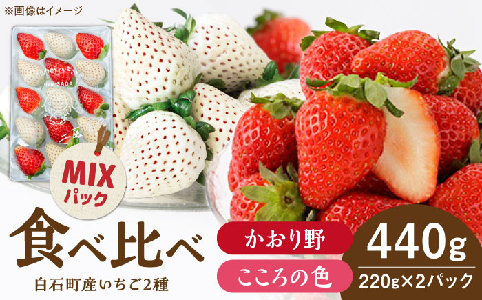【2026年1月以降発送】こころの色×かおり野ミックス 紅白いちごセット 計440g（220g×2パック） 【Strawberryfarm-K】 紅白いちご 希少 いちご 果物 フルーツ かおり野 セット [IBJ028]
