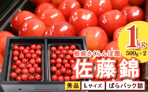 先行予約 山形県産 さくらんぼ 佐藤錦 L 秀品 1kg （ばらパック詰 ) 500g×2パック 令和8年産【2026年6月上旬頃～下旬頃発送予定】※配送不可 沖縄・離島　034-A-KB002