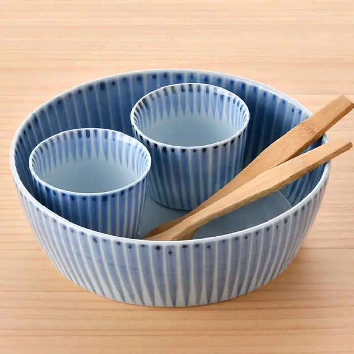 【波佐見焼】十草 丸 大鉢 1点 そばちょこ 2点（青色） 食器 皿 【大新窯】 [DC88]  波佐見焼