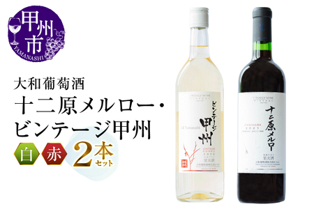 大和葡萄酒が贈る『十二原メルロー』『ビンテージ甲州』赤白ワイン２本セット（MG）B15-732