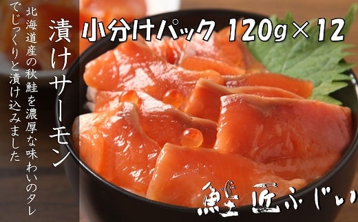 F-42008【12/21まで年内配送】 ＜鮭匠ふじい＞漬けサーモン丼の具120g×12P(小分け)