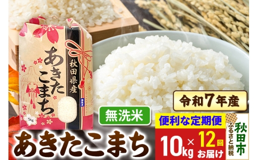 《定期便12ヶ月》 あきたこまち 10kg(5kg×2袋)  令和7年産 【無洗米】秋田県産