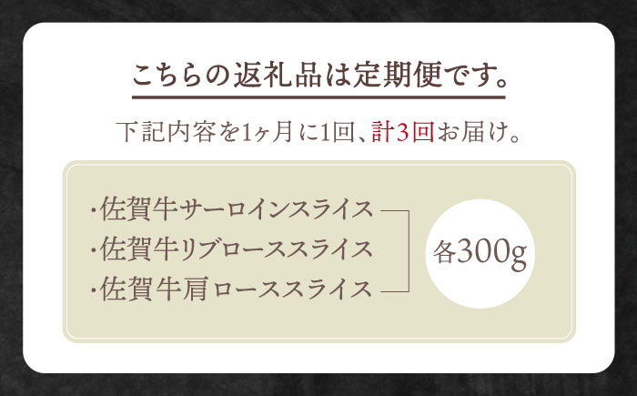 【全3回定期便】佐賀牛 霜降り スライス盛り合わせ（900g）【田中畜産牛肉店】 [HBH028]