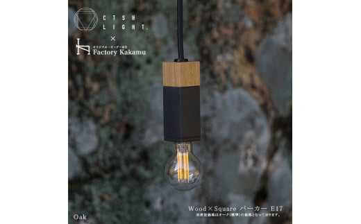 CTSH LIGHT. ペンダントライト SQUARE＜Keyaki×パーカーライジング E17＞ 瑞浪市 / ジオニック 照明器具 ソケット 鉄 木製 ブラック [AZBQ065]
