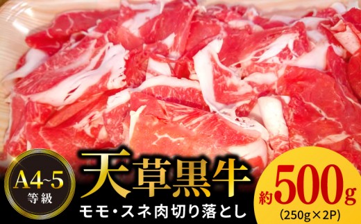 S074-016_天草黒牛 モモ・スネ肉 切り落とし 約500g (250g×2P) 黒毛和牛 A4～5等級