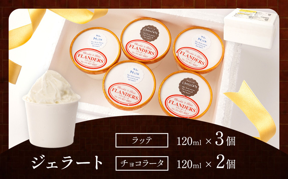 創業30年の老舗が作った濃厚なめらかジェラート おすすめのラッテとチョコラータの5個入り ［TM206］