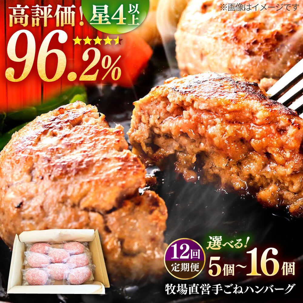 【ふるさと納税】【全12回定期便】牧場直営店の手作りハンバーグ（5個、8個、16個）【川崎畜産】ハンバーグ 和牛 国産 黒毛和牛 肉 グルメ 人気 ランキング おすすめ 手作り ジューシー 肉汁 冷凍 佐賀県 白石町 白石 [IAX013]