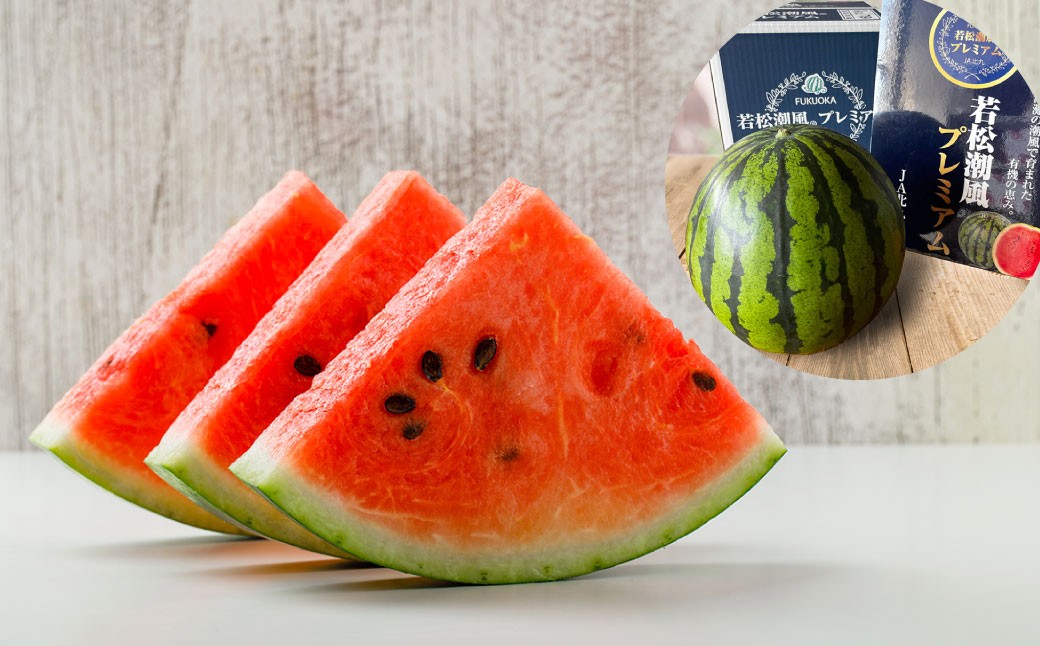 福岡県 北九州市 若松産 【優等品】 潮風プレミアム 西瓜 約7kg（1玉入り）