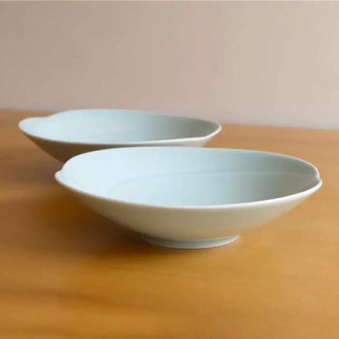 【白山陶器】ともえ多用浅鉢 青白釉 2枚セット 食器 皿 【波佐見焼】[TA107] 波佐見焼