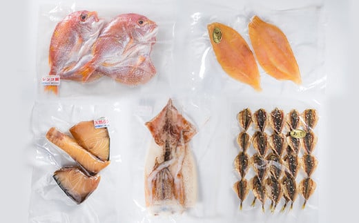 干物の一例です。同程度の干物を５種類お送りします！