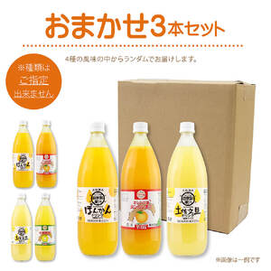柑橘果汁飲料　希釈用1L×3本セット（全4種から選べる風味・自家製柑橘使用）みかんジュース チューハイ用 ぽんかん味 タンカン味　土佐文旦味 小夏味 ドリンク【R00539】