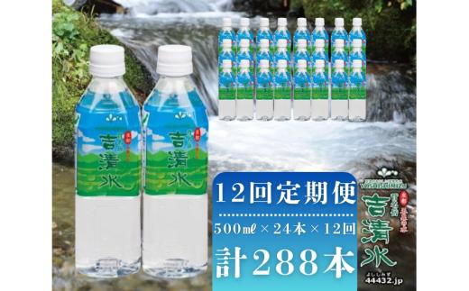 【 定期便 12ヶ月 】 水 ( 500ml × 24本 ) × 12回 吉清水 五泉のおいしい天然水 新潟 国産 | 天然水 みず 飲料 飲料水 わき水 湧き水 ナチュラルウォーター 備蓄 備蓄水 防災 新潟県 五泉市