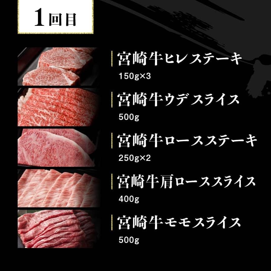 【定期便】宮崎牛３ヶ月定期便Ｄ‐１　牛肉[D0675t31]