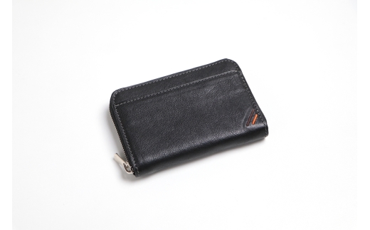 ラウンドファスナーミニ財布 ネオブラック 牛革 (栃木レザー)｜エクセラ 小さい 小型 小銭 コイン カード ケース コンパクト 革財布 本革 レザー 革職人 デュアルライン [1241]