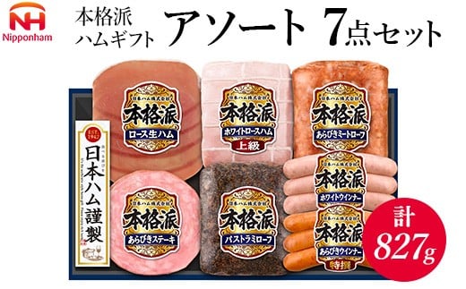012-103 本格派ハムギフト アソート 7点セット 日本ハム ハム 生ハム ミートローフ パストラミ ソーセージ ウインナー あらびき ステーキ 豚肉 贈答 ギフト 中元 歳暮 おせち BBQ ※離島への配送不可