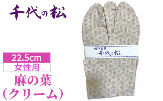 麻の葉（クリーム）（女性用：22.5cm） ／ たび タビ 創作足袋 ファッション 和小物 埼玉県 特産品 No.371-02