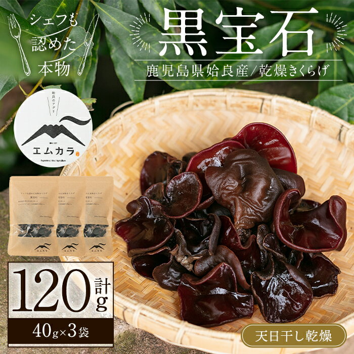 【ふるさと納税】国産乾燥きくらげ計120g(40g×3袋)国産 きのこ キノコ 茸 野菜キクラゲ きくらげ 木耳 乾燥 天日干し 小分け 常温 常温保存 セット 化粧箱 ギフト箱【姶良のアグリM〜】