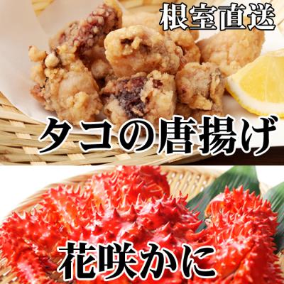 ふるさと納税 根室市 【北海道根室産】花咲かに500g〜650g×2尾、たこ唐揚げ×2P C-36075