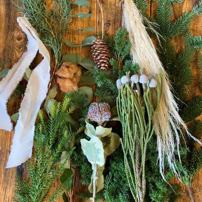 ふるさと納税 阿賀町 【自分で作る】Xmasスワッグキット【しろいゆき】
