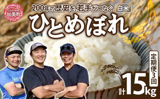 【5kg×3回 計15kg】 米 宮城県産 ひとめぼれ 5kg 定期便 ブランド米 白米 精米 ご飯 ごはん コメ こめ お米 小分け 家庭用 結心ファーム [ 宮城県 加美町 ]  